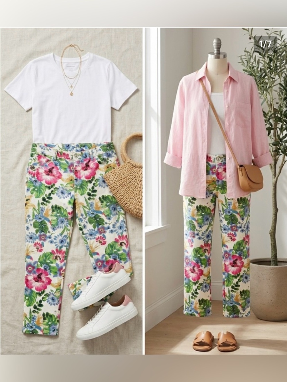 Jessica (SEARS) Multicolor Floral Women's Cropped Jeans CA8 Resort collection